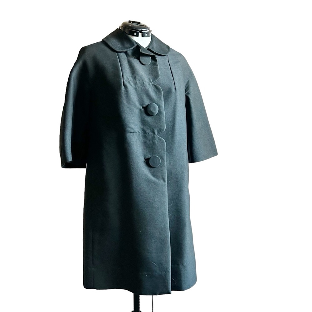Vintage 60s raw silk swing coat, hand tailored, size S